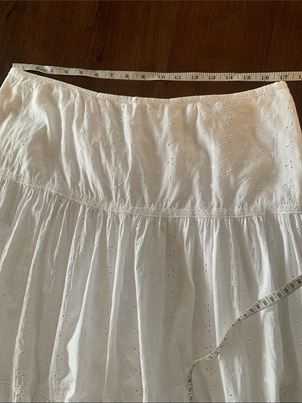 Lauren Ralph Lauren 100% Cotton Tiered Eyelet Lace Midi Skirt, Sz 12 - Picture 7 of 8